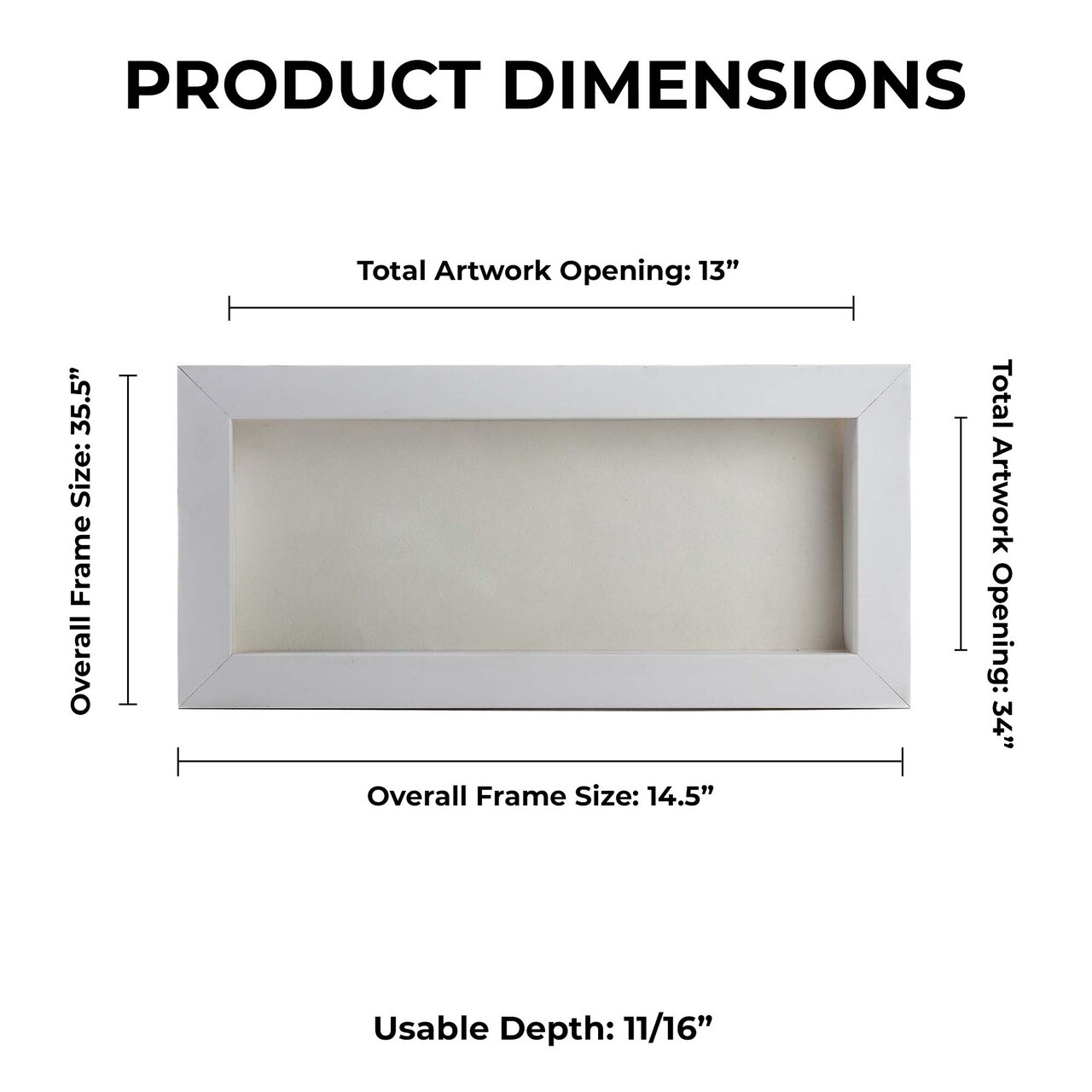 Classic White Wood Shadown Box Frame with Acrylic Front - White Suede Backing, 30 Sizes